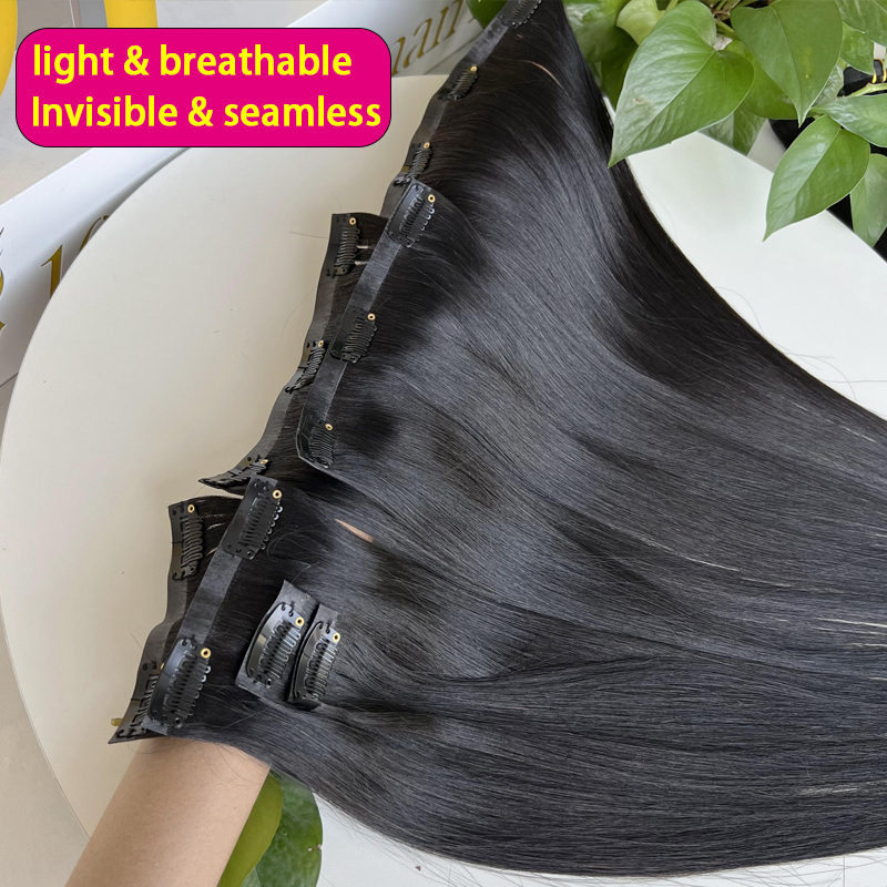 7Pcs Invisible Seamless PU Cli - Seamless Clip In Hair Extensions Human Hair recension och pris