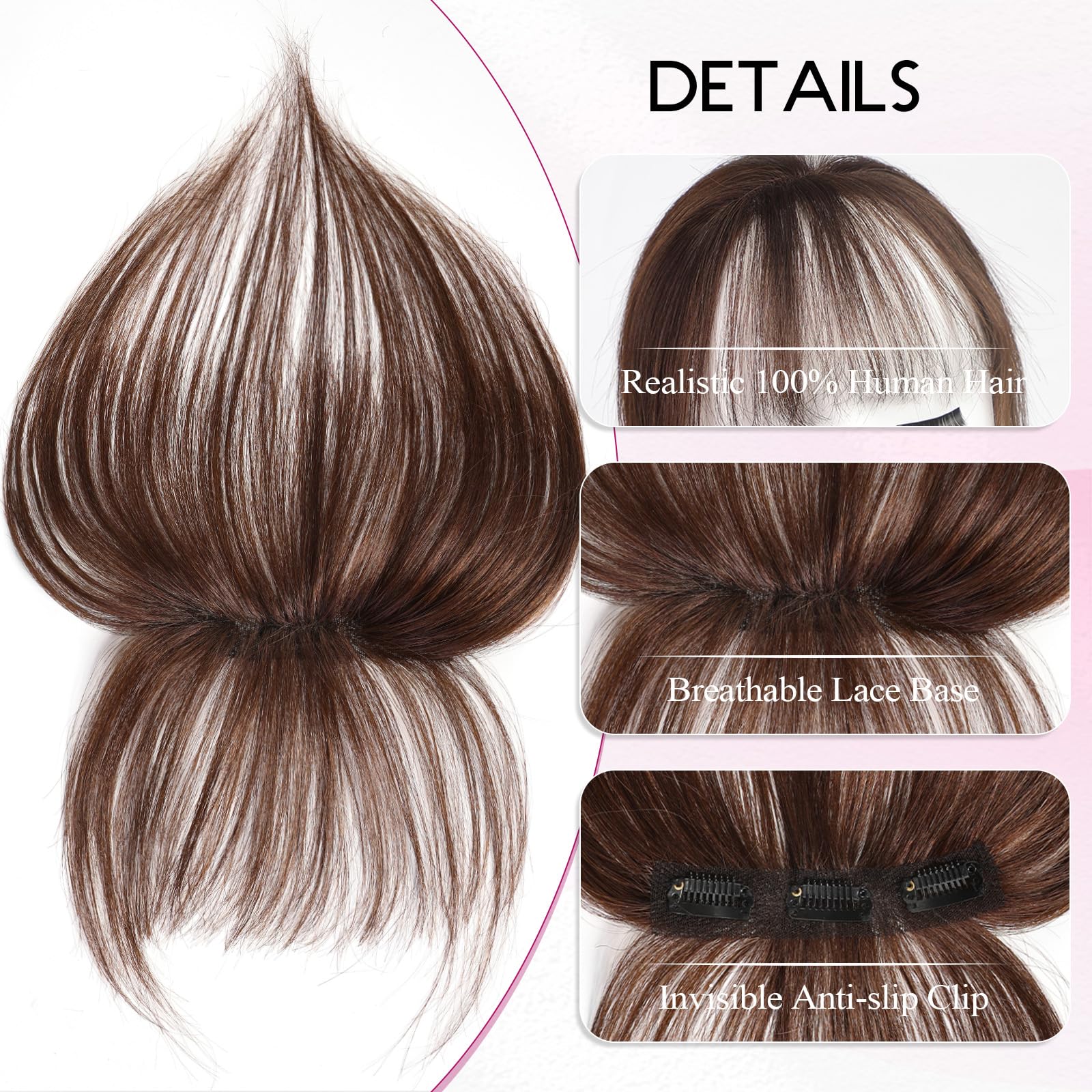 100% Human Hair Bangs Clips in - Seamless Clip In Hair Extensions Human Hair recension och pris