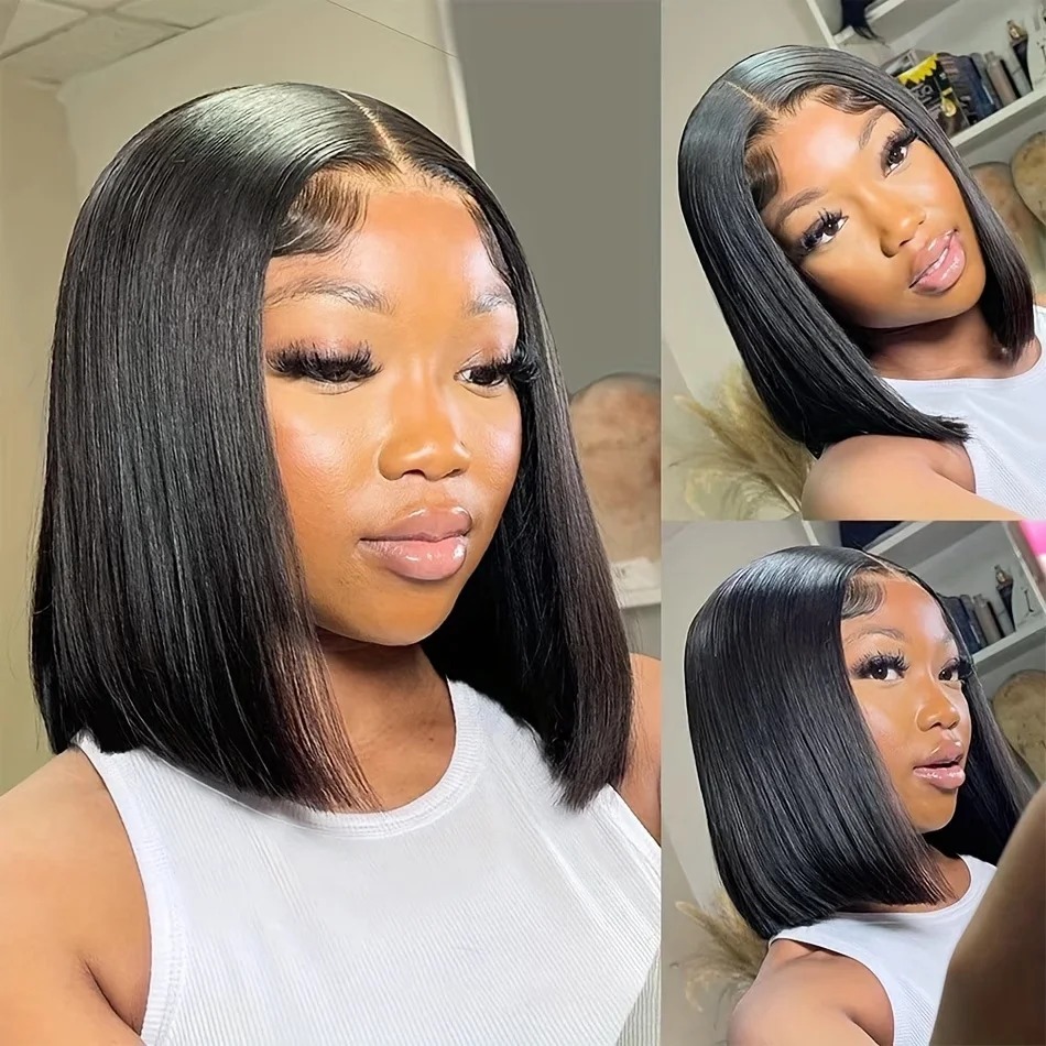 Bob Wig Human Hair Short Strai - Glueless Wear And Go Human Hair Wig recension och pris