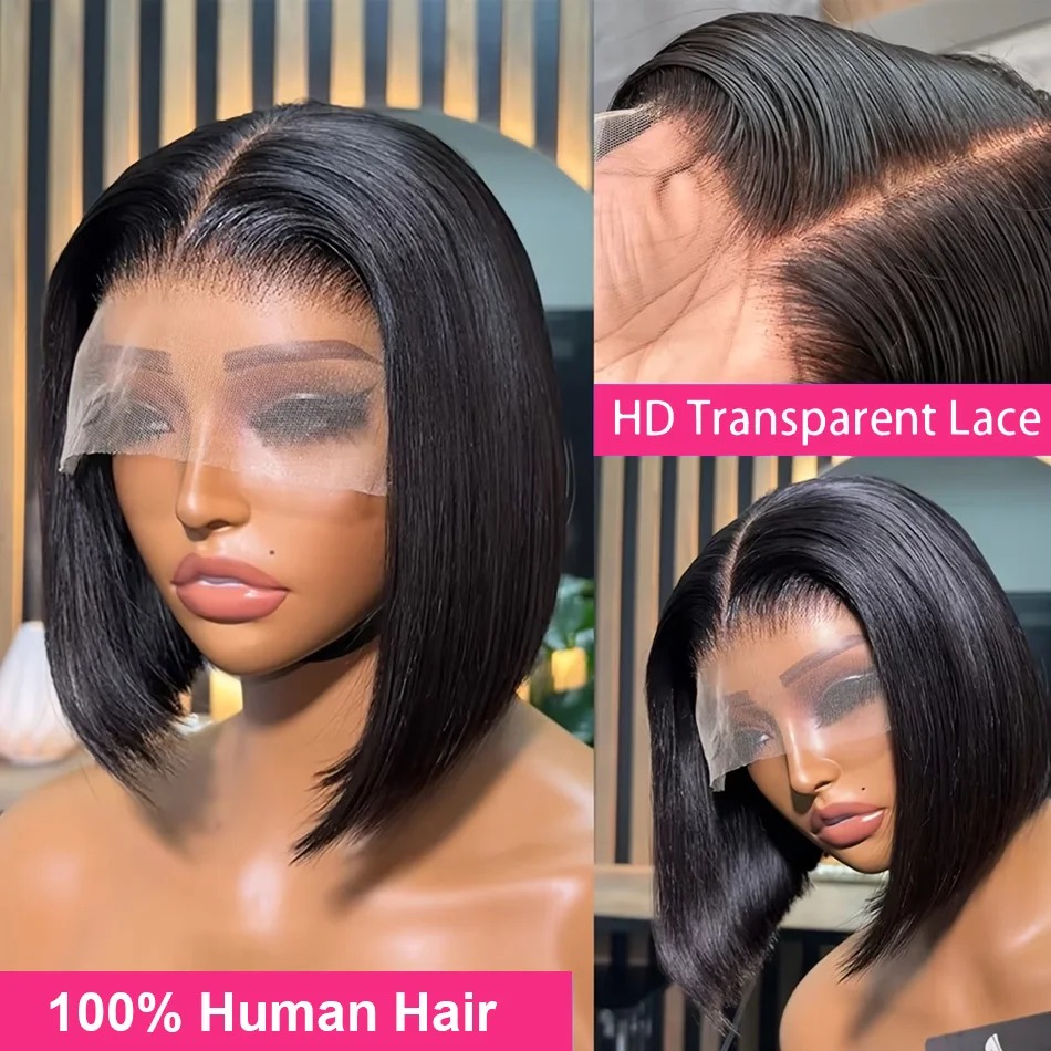Bob Wig Human Hair Short Strai - Glueless Wear And Go Human Hair Wig recension och pris
