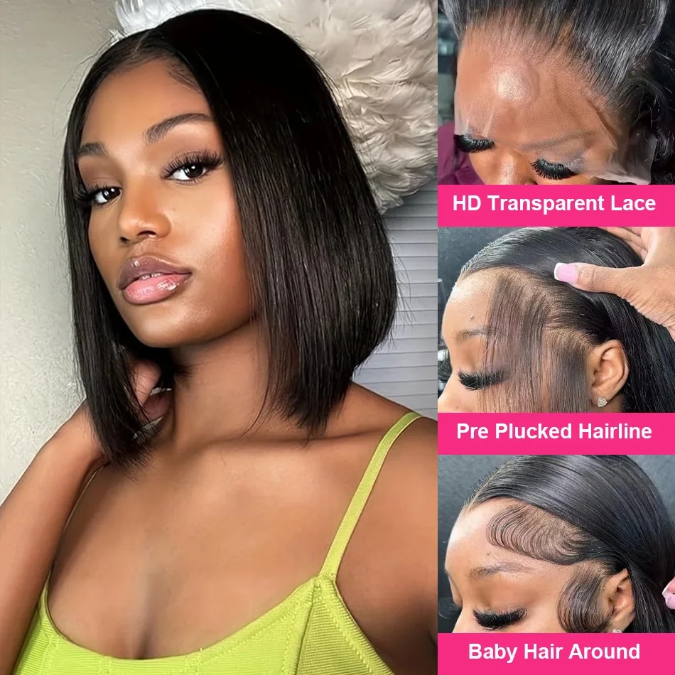 Bob Wig Human Hair Short Strai - Glueless Wear And Go Human Hair Wig recension och pris
