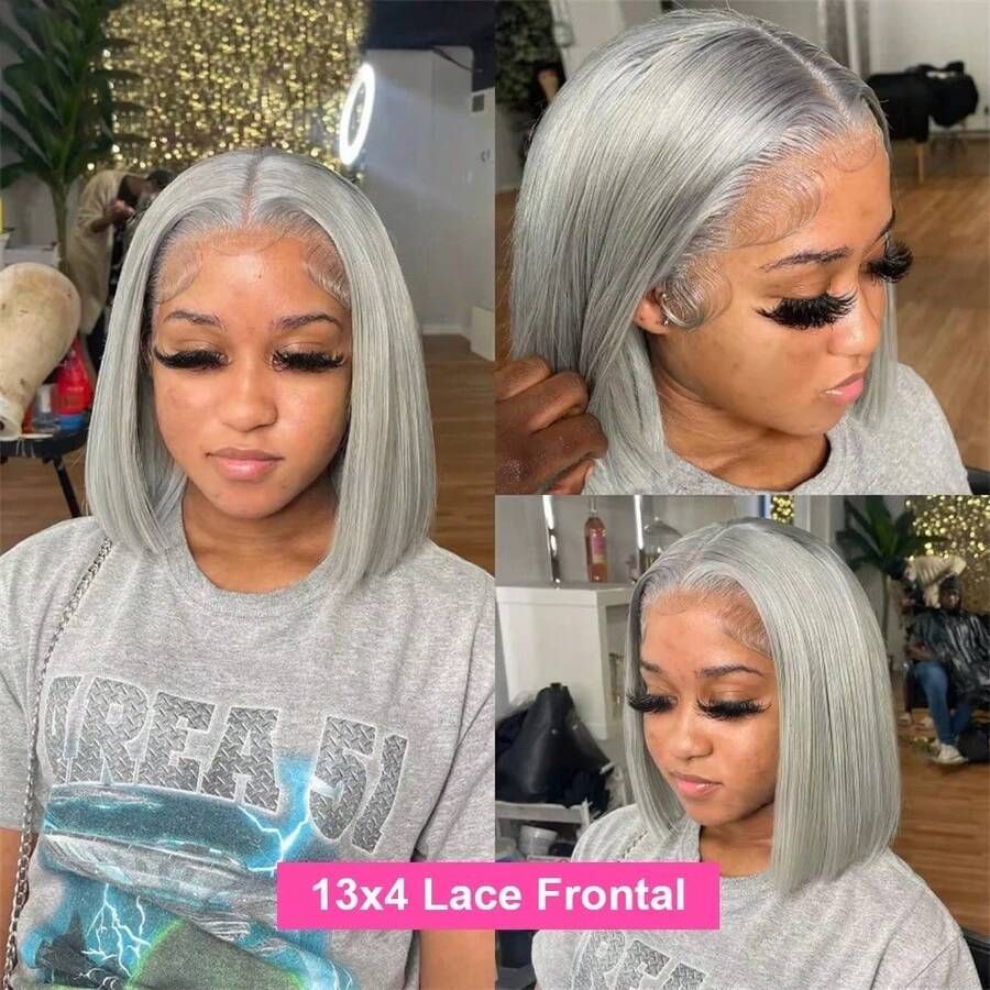 Sliver Grey Bob Straight Human - Glueless Wear And Go Human Hair Wig recension och pris